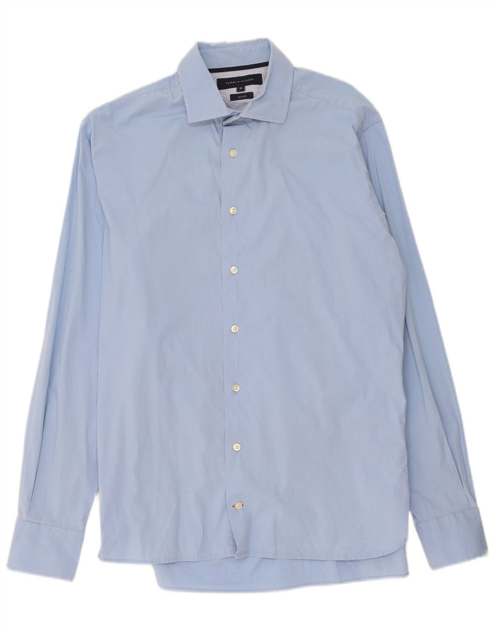 Tommy Hilfiger Herrenhemd mittelblaue Baumwolle