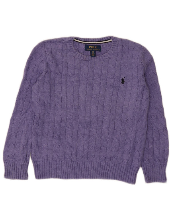 Polo Ralph Lauren Mädchen-Pullover mit U-Boot-Ausschnitt, 7–8 Jahre, Größe S, Lila