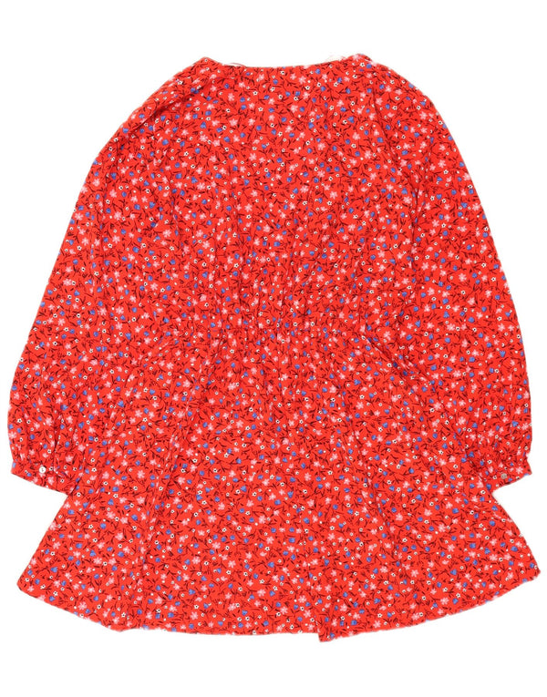 Zara Damen-Kleid mit 3/4-Ärmeln, gestuftes Kleid, Größe S, Rot, Blumenmuster, Polyester