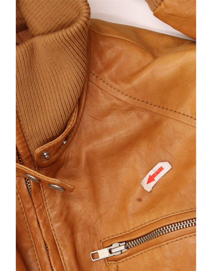 Massimo Rebecchi Damen Bomber-Lederjacke IT 44 Mittelbraun
