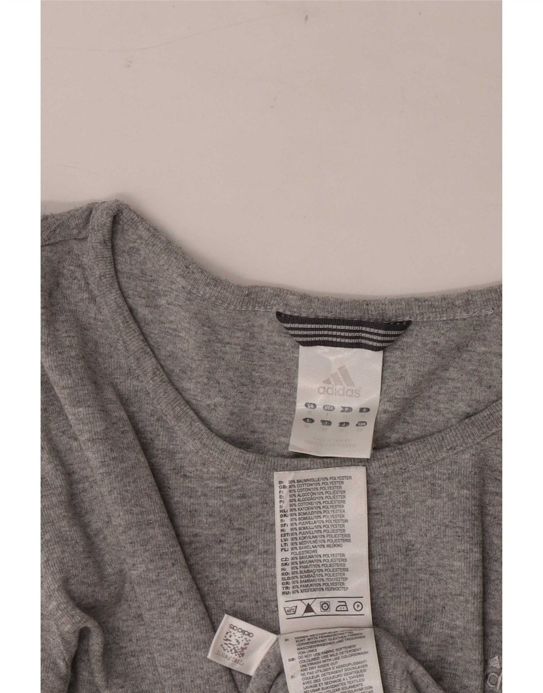 Adidas Damen Top Langarm UK 10 Small Graue Baumwolle