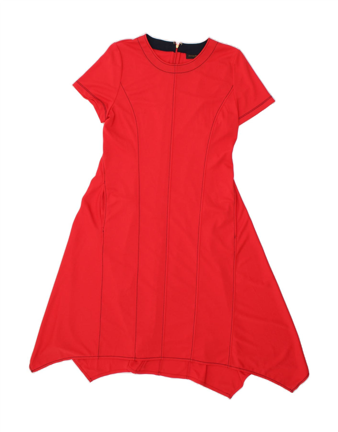 DONNA KARAN Womens Asymmetric A-Line Dress UK 12 Medium Red Polyester Vintage Donna Karan and Second-Hand Donna Karan from Messina Hembry 