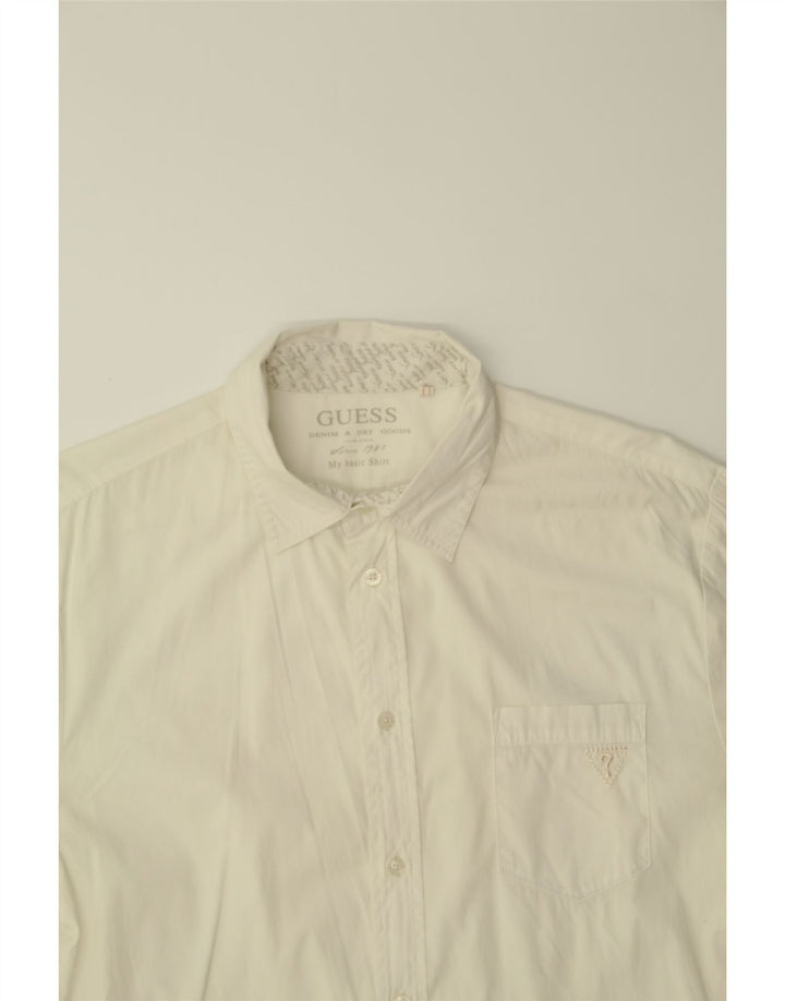 GUESS Mens Short Sleeve Shirt Medium White Vintage Guess and Second-Hand Guess from Messina Hembry 