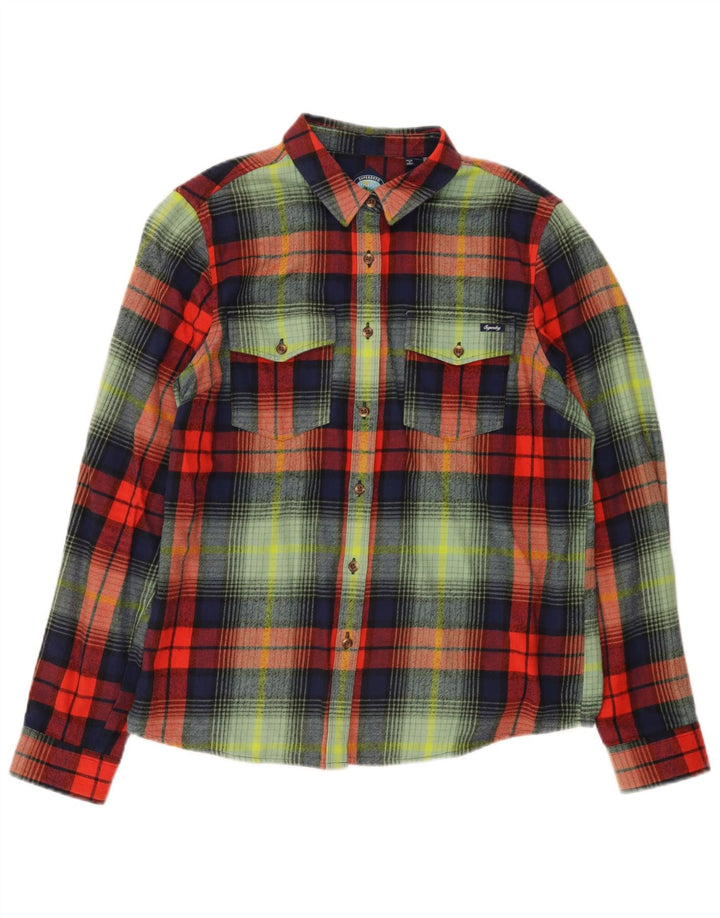 Superdry Damen-Flanellhemd, Größe M, mehrfarbig, kariert, Baumwolle, UK 12