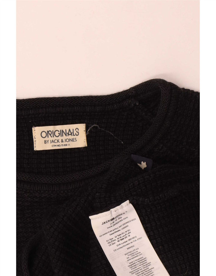 Jack & Jones Herren-Pullover mit Rundhalsausschnitt, mittelschwarz, Baumwolle