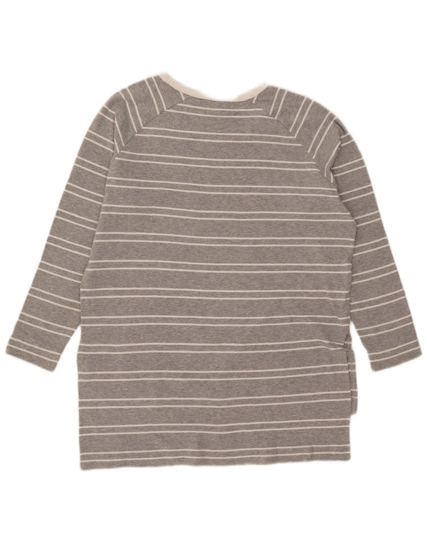 Zara Damen Top Langarm UK 14 Mittelgrau gestreift