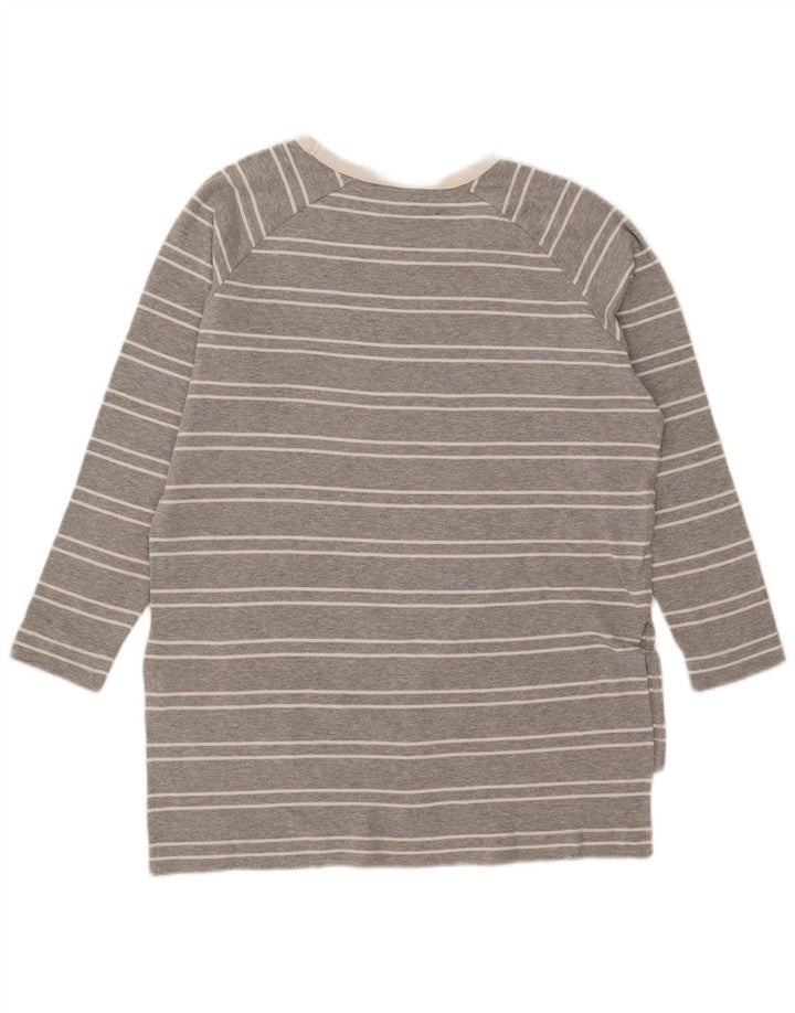 Zara Damen Top Langarm UK 14 Mittelgrau gestreift