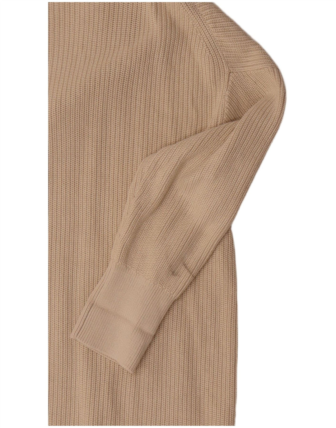 COS Langer, übergroßer Damen-Strickjackenpullover, UK 14, mittelbeige Baumwolle