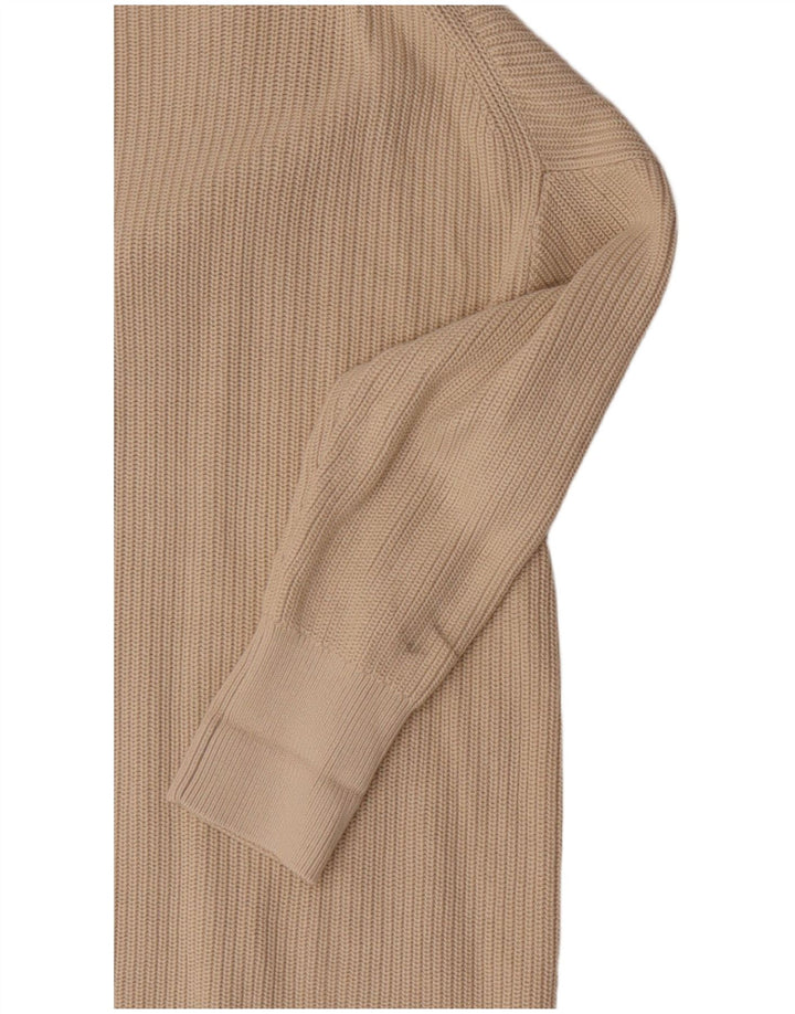 COS Langer, übergroßer Damen-Strickjackenpullover, UK 14, mittelbeige Baumwolle