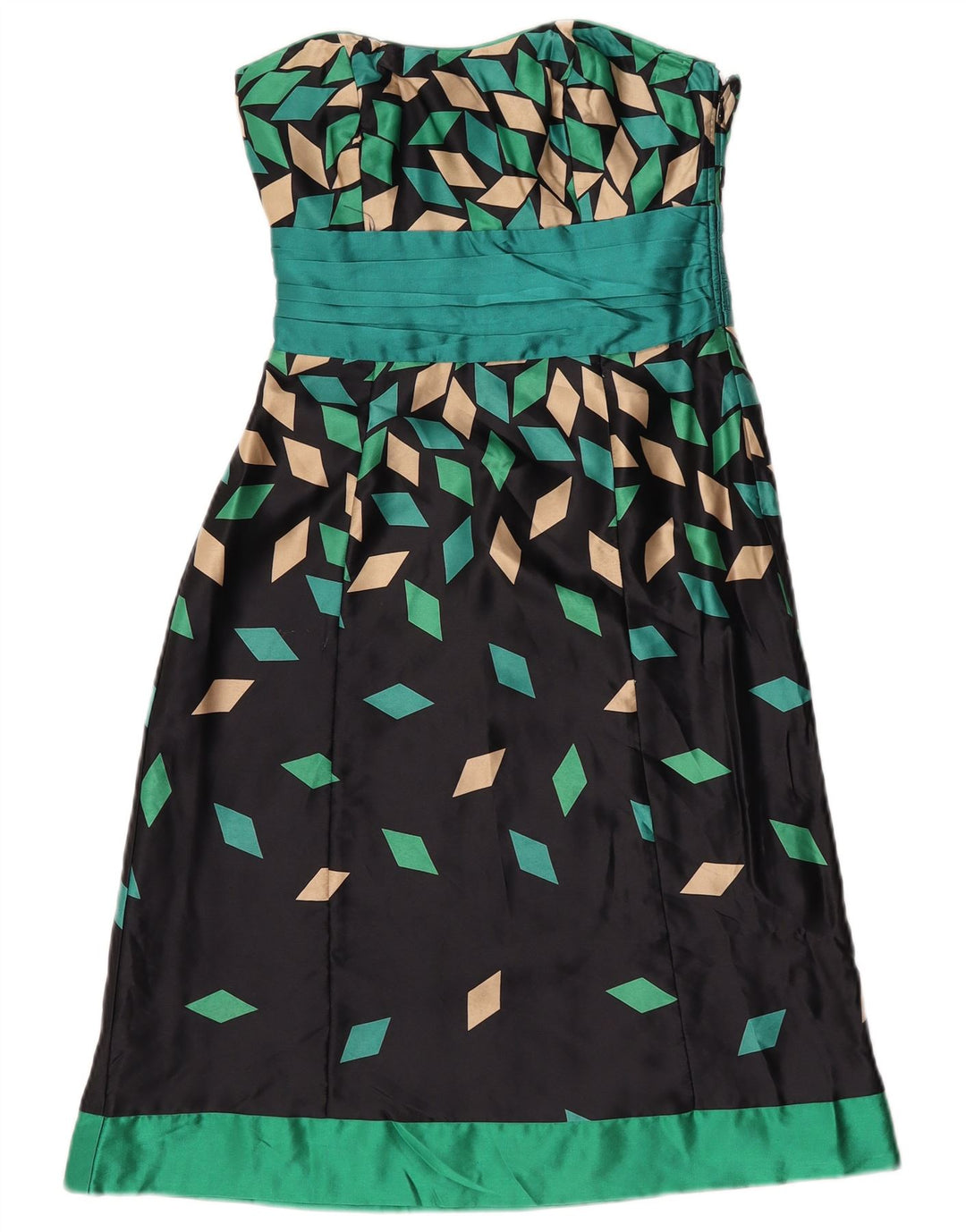 Trägerloses Damenkleid von Monsoon, Größe S, Schwarz, geometrisch, Seide
