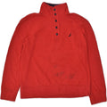 NAUTICA Mens Button Neck Sweatshirt Jumper Medium Red Cotton | Vintage Nautica | Thrift | Second-Hand Nautica | Used Clothing | Messina Hembry 