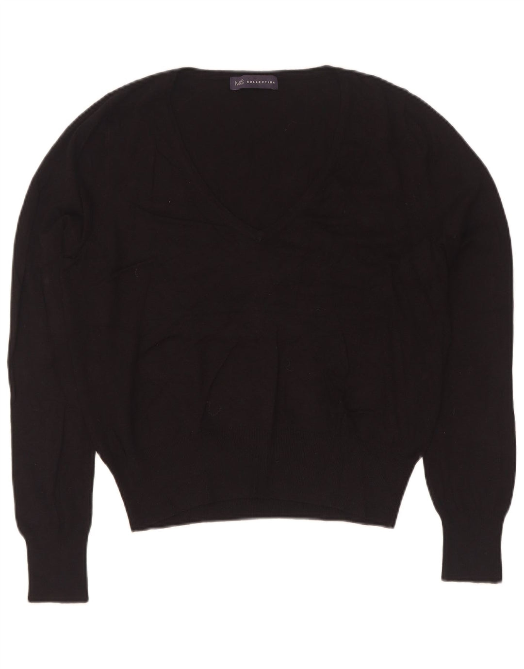 Marks & Spencer Damen-Pullover mit V-Ausschnitt, Gr. 14, mittlere schwarze Viskose