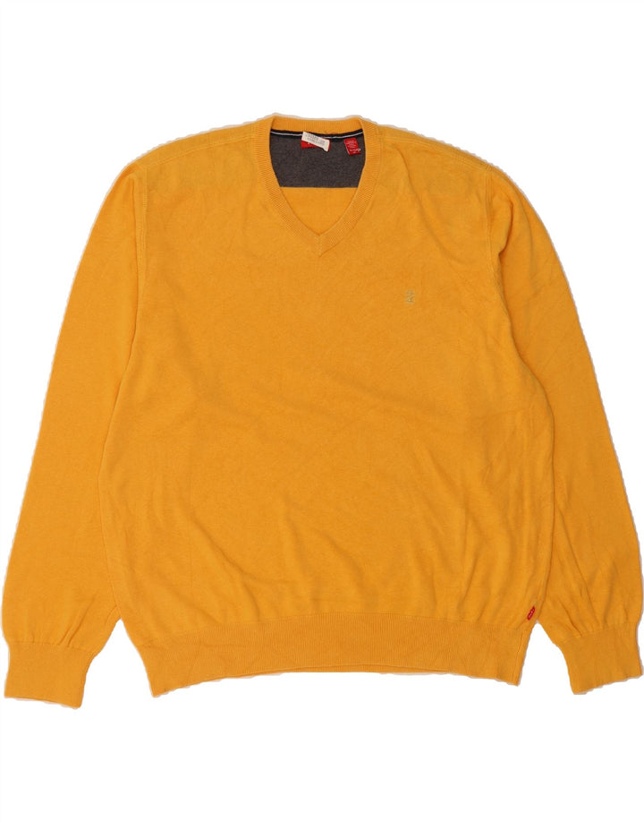 IZOD Mens V-Neck Jumper Sweater XL Yellow Cotton Vintage Izod and Second-Hand Izod from Messina Hembry 