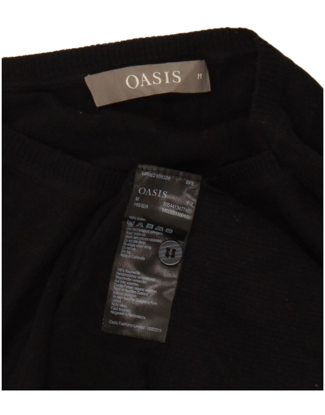 Oasis Damen-Cardigan-Pullover UK 14 Mittelschwarze Baumwolle
