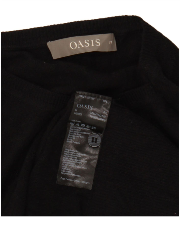 Oasis Damen-Cardigan-Pullover UK 14 Mittelschwarze Baumwolle