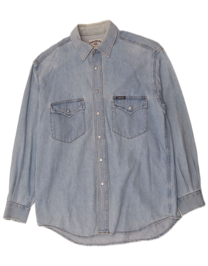 Carrera Herren-Jeanshemd, Größe 39/40, mittelblaue Baumwolle