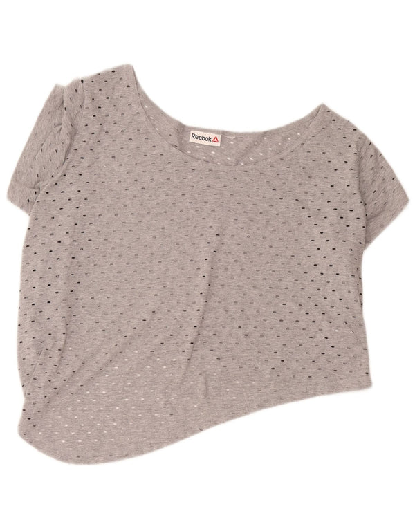Reebok Damen Crop T-Shirt Top UK 16 Large Grau Baumwolle