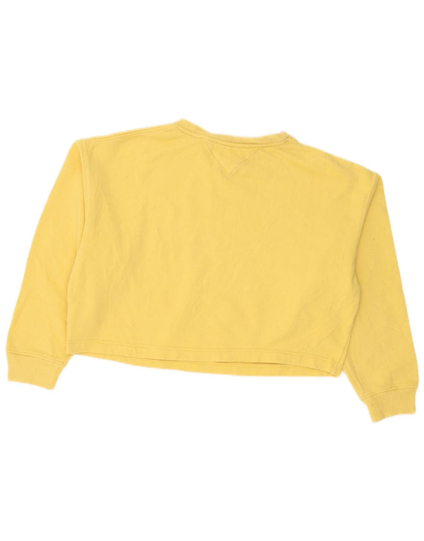 Tommy Hilfiger Damen Crop Sweatshirt Pullover UK 14 Mittelgelbe Baumwolle