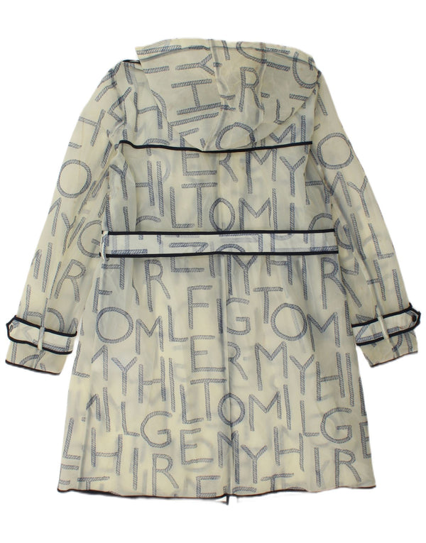 Tommy Hilfiger Womens Graphic Raincoat UK 10 Small Off White Polyurethan