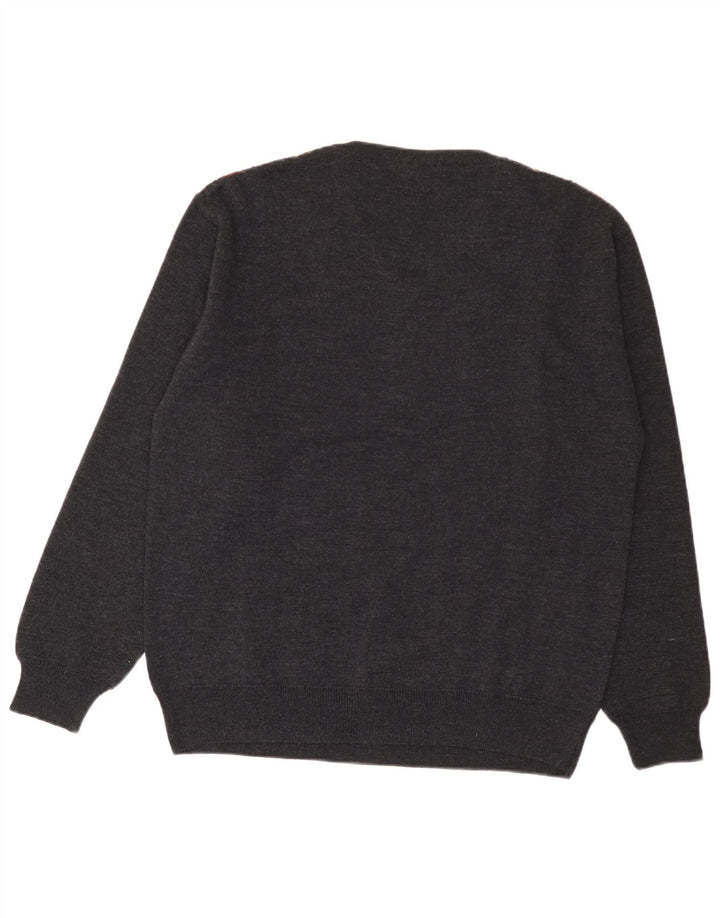 Danilo Herren-Pullover mit V-Ausschnitt, groß, grau gestreift, Polyacryl