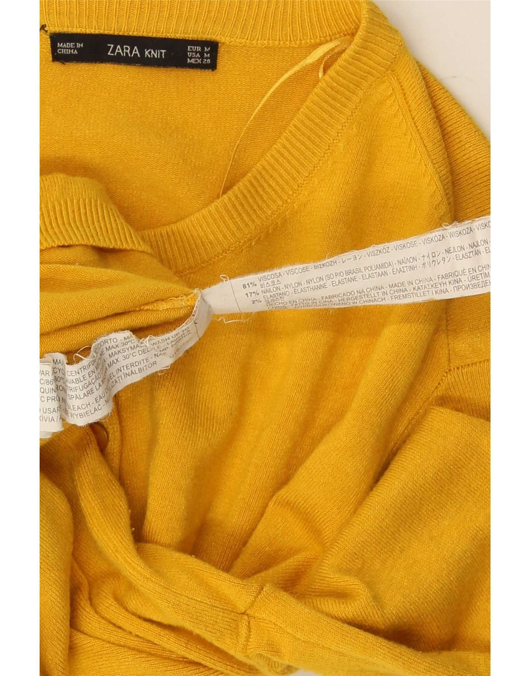 Zara Damen Strickjacke UK 12 Mittelgelbe Viskose