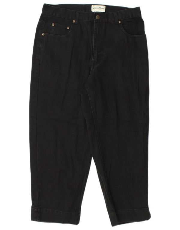 Eddie Bauer Damen Capri-Jeans mit hoher Taille, US 12, Größe L, W32, L23, schwarze Baumwolle