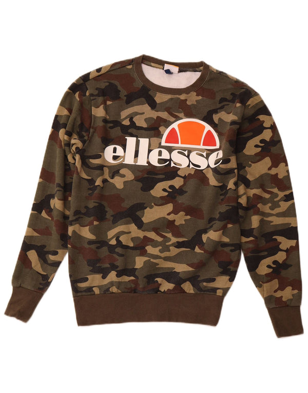 Ellesse Herren-Sweatshirt mit Grafik, Größe S, Khaki, Camouflage, Baumwolle