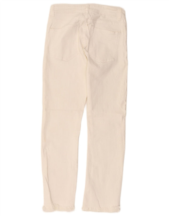 Zara Damen Schlagjeans EU 36 XS W26 L26 Weiß Baumwolle