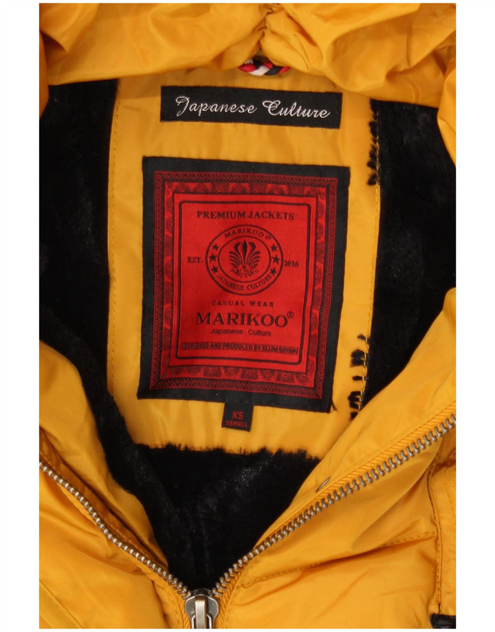 Marikoo Wattierte Damenjacke mit Kapuze, UK 6, XS, Gelb, Polyester