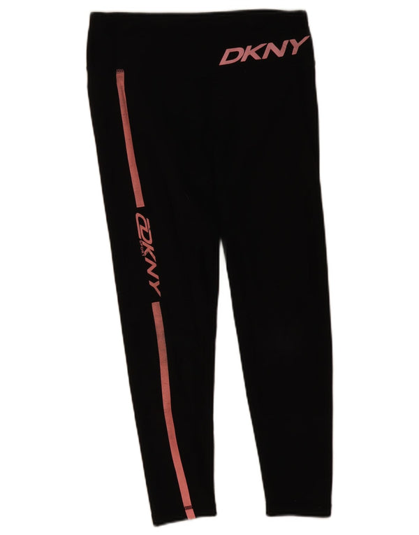 Dkny Womens Crop Graphic Leggings UK 12 Mittelschwarze Baumwolle