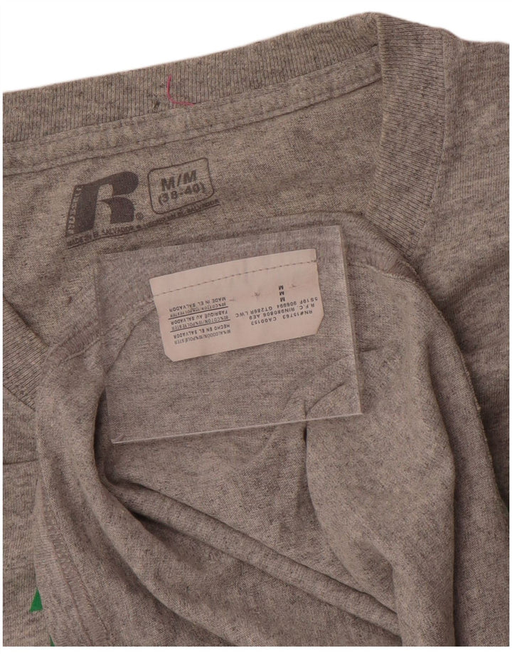 Russell Athletic Herren-Grafikoberteil, langärmlig, UK 38/40, mittelgraue Baumwolle