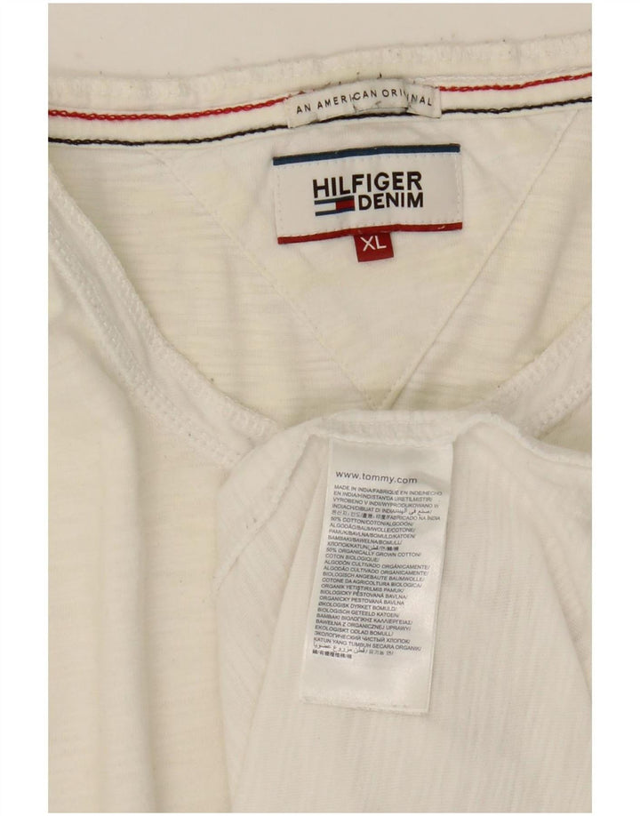 Tommy Hilfiger Herren-Top, langärmelig, XL, weiße Baumwolle