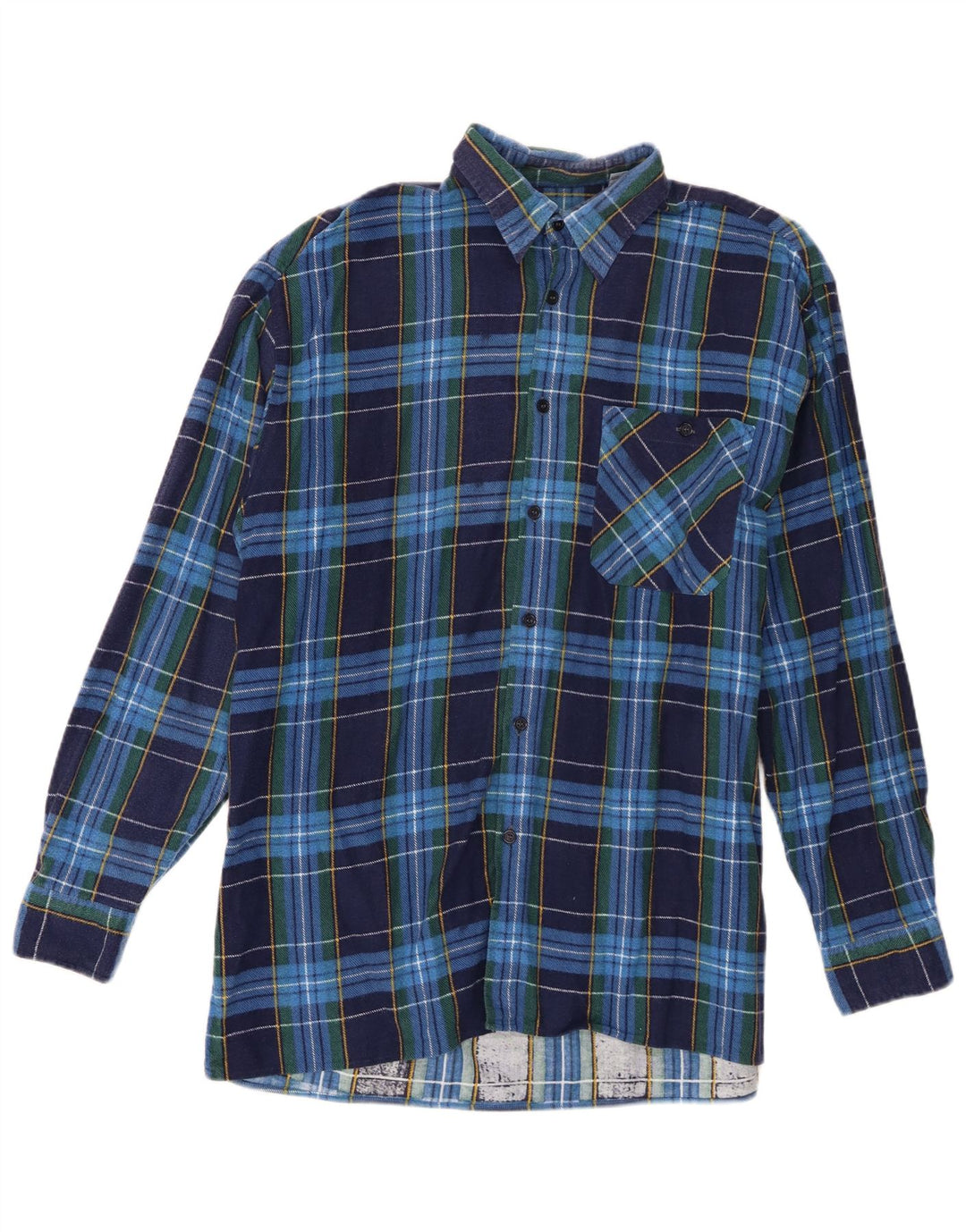 Vintage Herren Flanellhemd Größe 41/42 Große blau karierte Baumwolle
