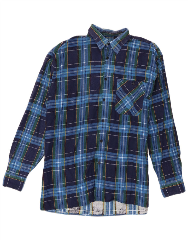 Vintage Herren Flanellhemd Größe 41/42 Große blau karierte Baumwolle
