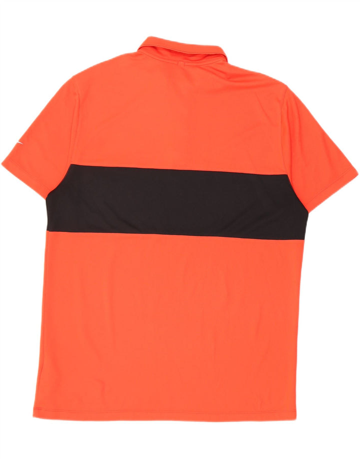 Nike Herren Dri Fit Poloshirt, großes orangefarbenes Colourblock-Polyester