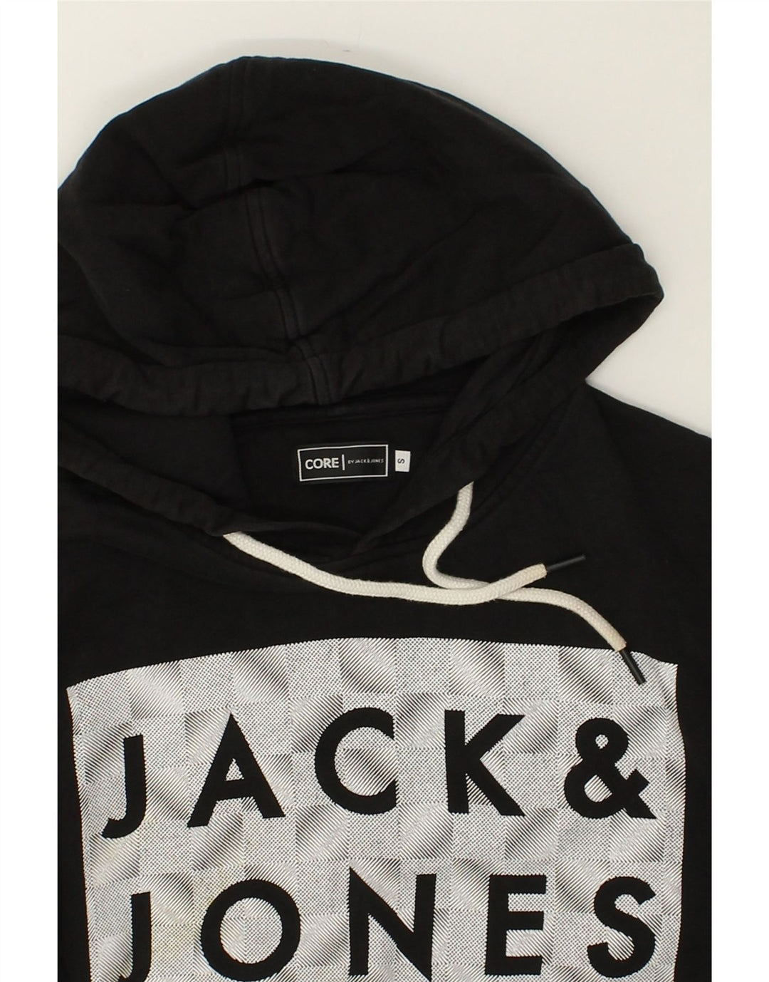 JACK & JONES Mens Graphic Hoodie Jumper Small Black Cotton | Vintage Jack & Jones | Thrift | Second-Hand Jack & Jones | Used Clothing | Messina Hembry 