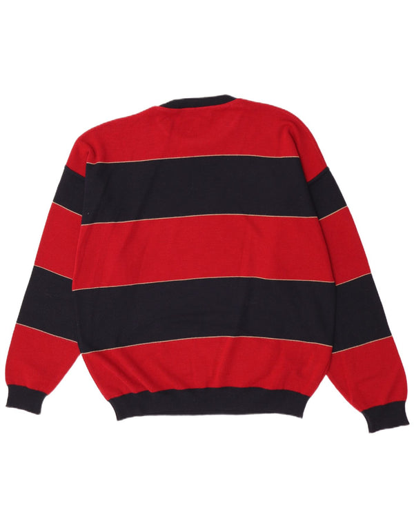 Il Granchio Herren-Pullover mit Rundhalsausschnitt, XL, rot gestreifte Wolle