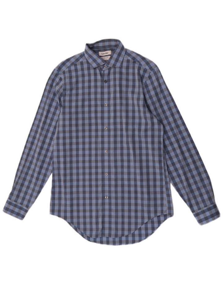 Calvin Klein Herren Slim Fit Hemd Größe 15 Mittelblauer Gingham