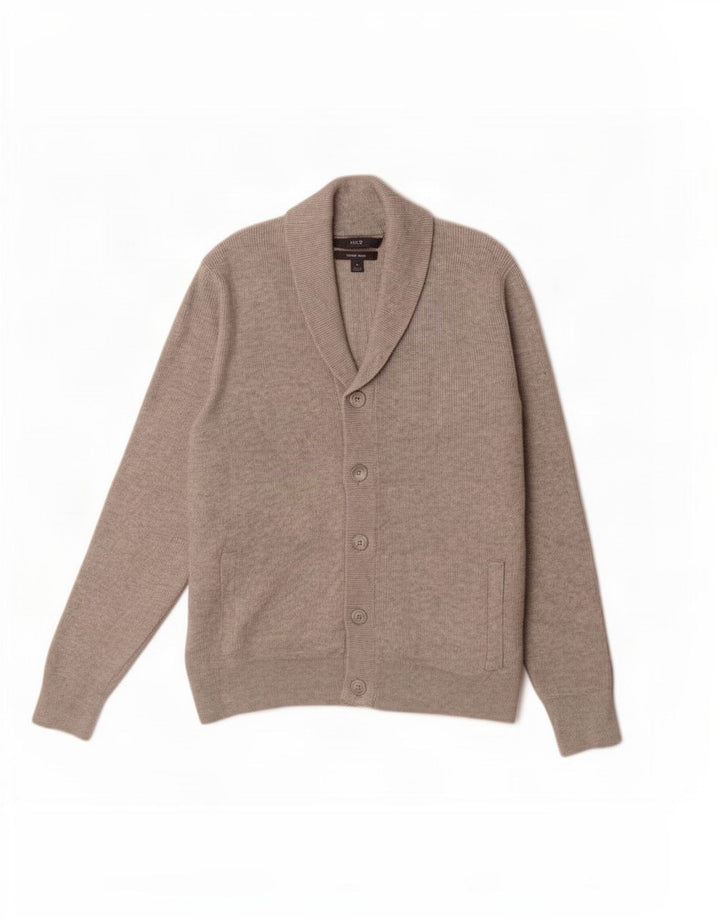 Marks & Spencer Herren-Strickjacke mit Schalkragen, mittelgraues Polyester