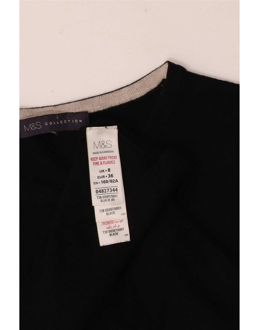 Marks & Spencer Damen Crop Cardigan Pullover UK 8 Small Schwarze Viskose
