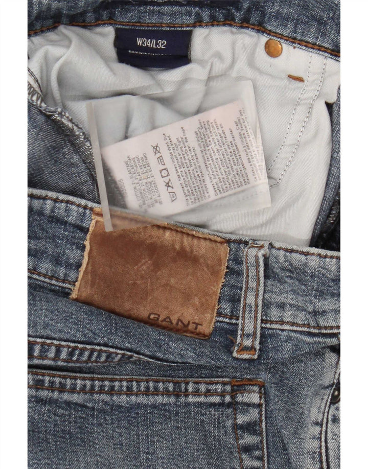 Gant Herren Straight Jeans W34 L32 Blaue Baumwolle