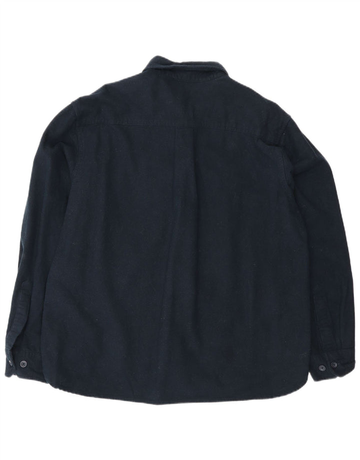 Eddie Bauer Herrenhemd aus mittelblauer Baumwolle in Marineblau