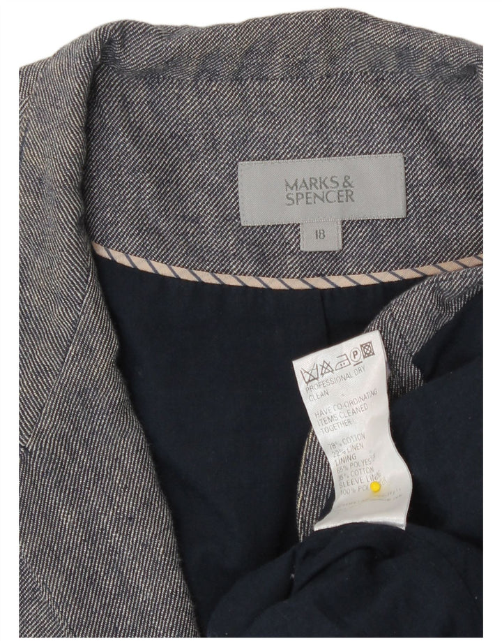 Marks & Spencer Damen Bolerojacke UK 18 XL Blaue Baumwolle