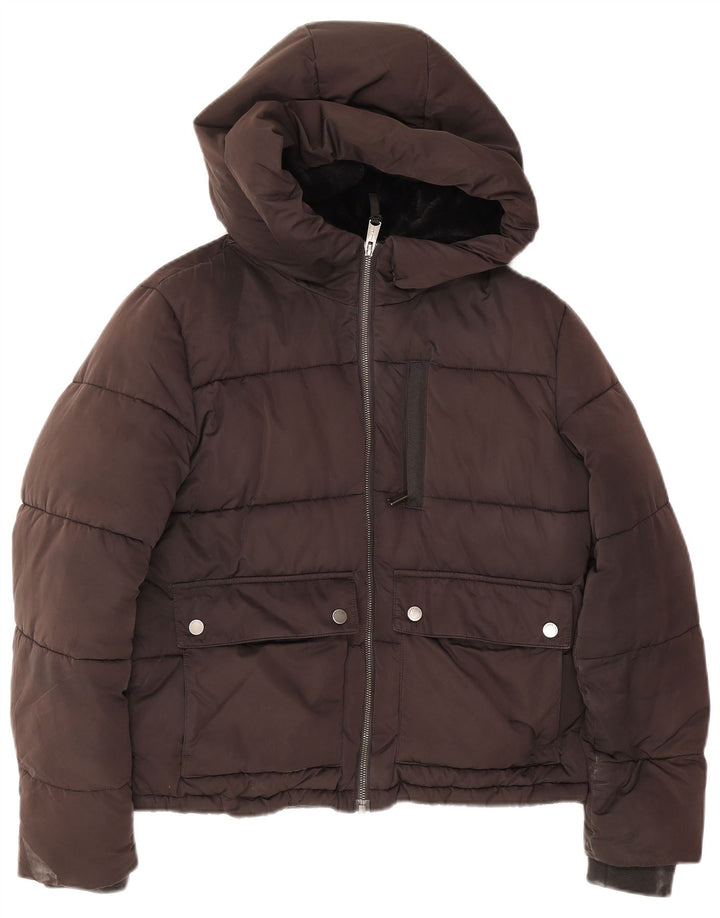 Tommy Hilfiger Damen Crop Oversized Wattierte Jacke UK 6 XS Grau Polyamid