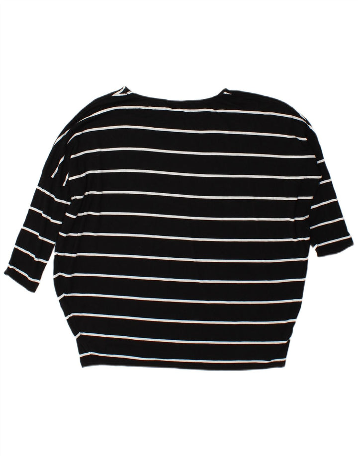 Zara Damen-Oversize-Oberteil mit langen Ärmeln, Gr. 10, Größe S, schwarz, gestreift, Viskose