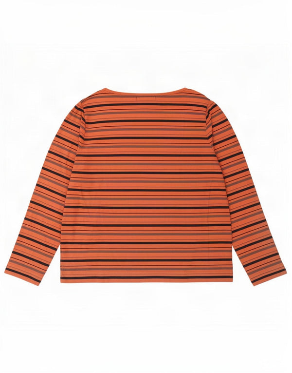 Weird Fish Damen Top Langarm UK 22 3XL Orange gestreift Baumwolle