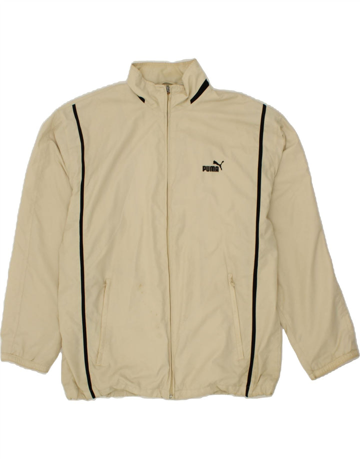 PUMA Mens Tracksuit Top Jacket Large Beige Striped Polyester Vintage Puma and Second-Hand Puma from Messina Hembry 