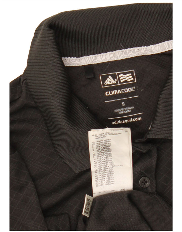 ADIDAS Damen Climacool Poloshirt UK 10 Small Schwarz Geometrisch Polyester