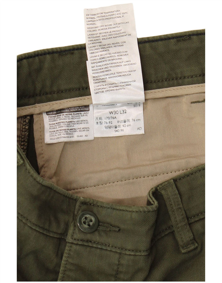 DOCKERS Herren Khakis Skinny Chino Hose W30 L32 Grüne Baumwolle