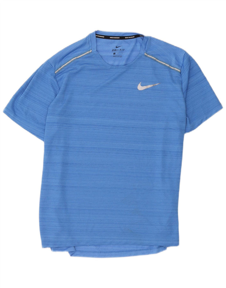 Nike Herren Dri Fit T-Shirt Top, groß, blau gestreift, Polyester